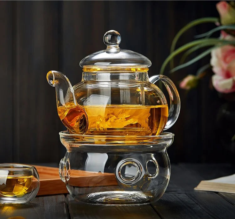 400ml/1000ml Heat-resistant Glass Tea Pot Flower Kettle Kung Fu Teawear Set Tea Strainer Infuser Puer Oolong Barley Pot Teaware