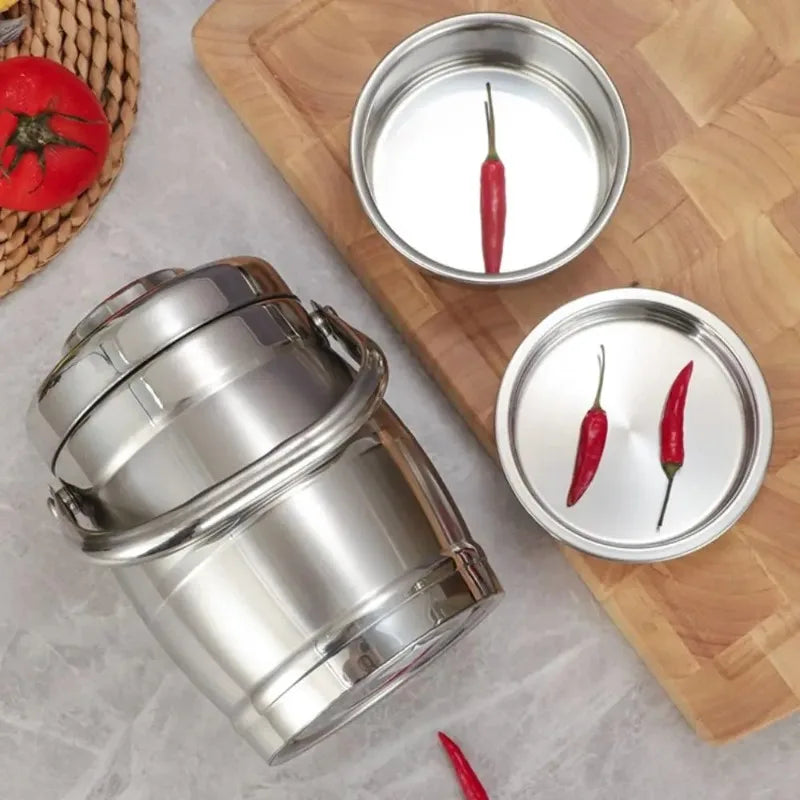Stainless Steel Insulated Food Jar with Foldable Handle, Leakproof Lunch Box, 1.6, 2.2 or 3 L