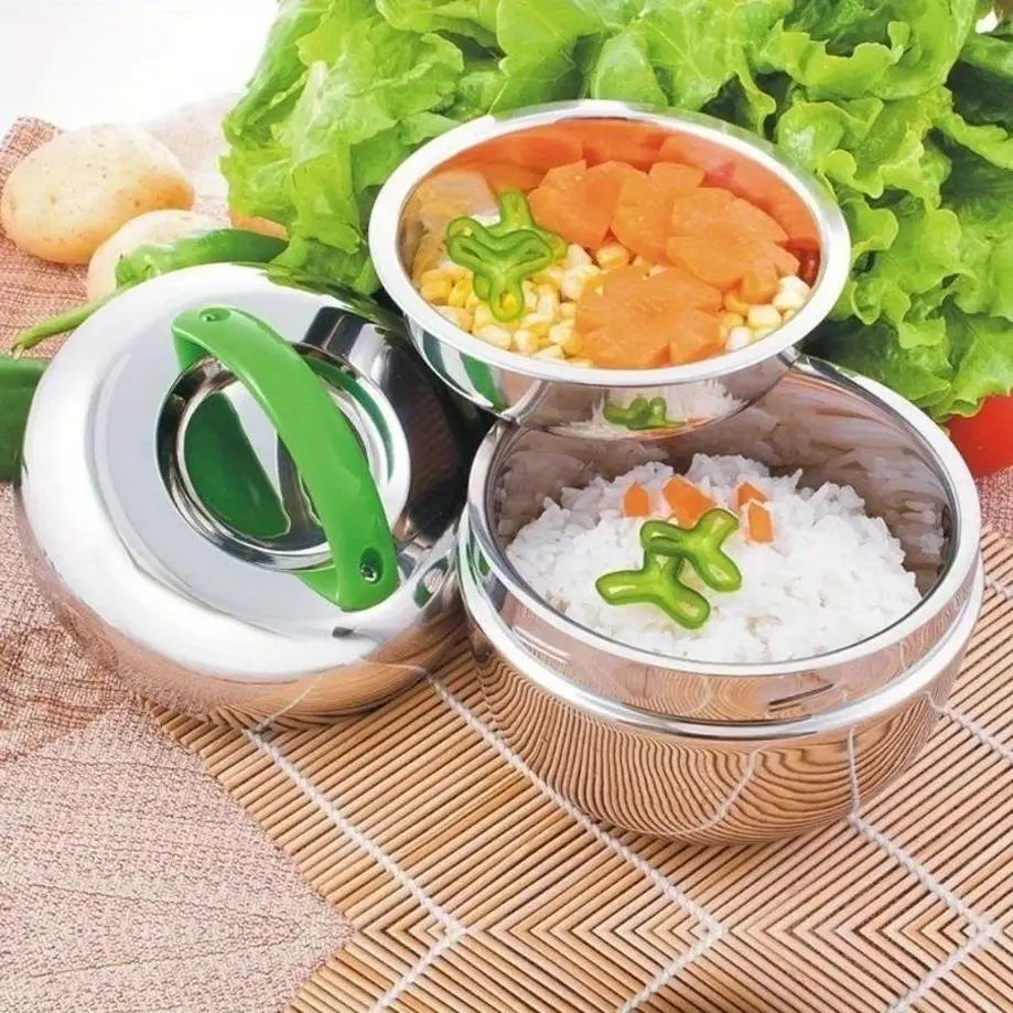 Insulated Stainless Steel Apple Lunch Box with Partition and Lid, 0.8, 1 or 1.3 L