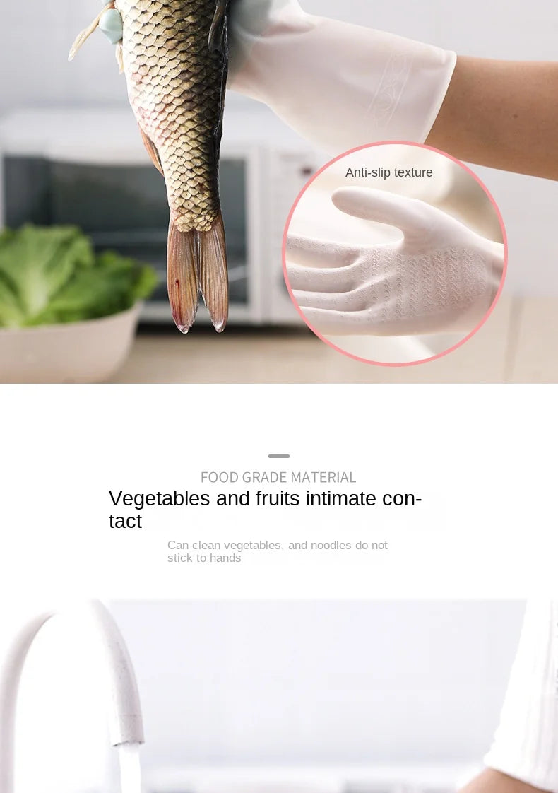 Waterproof Latex Dishwashing Gloves, Thin Household Rubber Cleaning Gloves, S, M or L