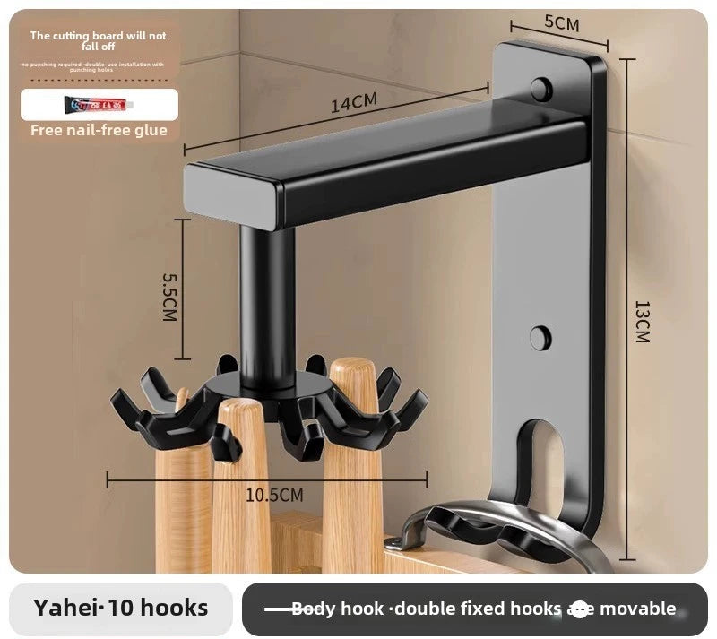 Rotating Kitchen Hooks Rack, 8 or 10 Hooks, Metal