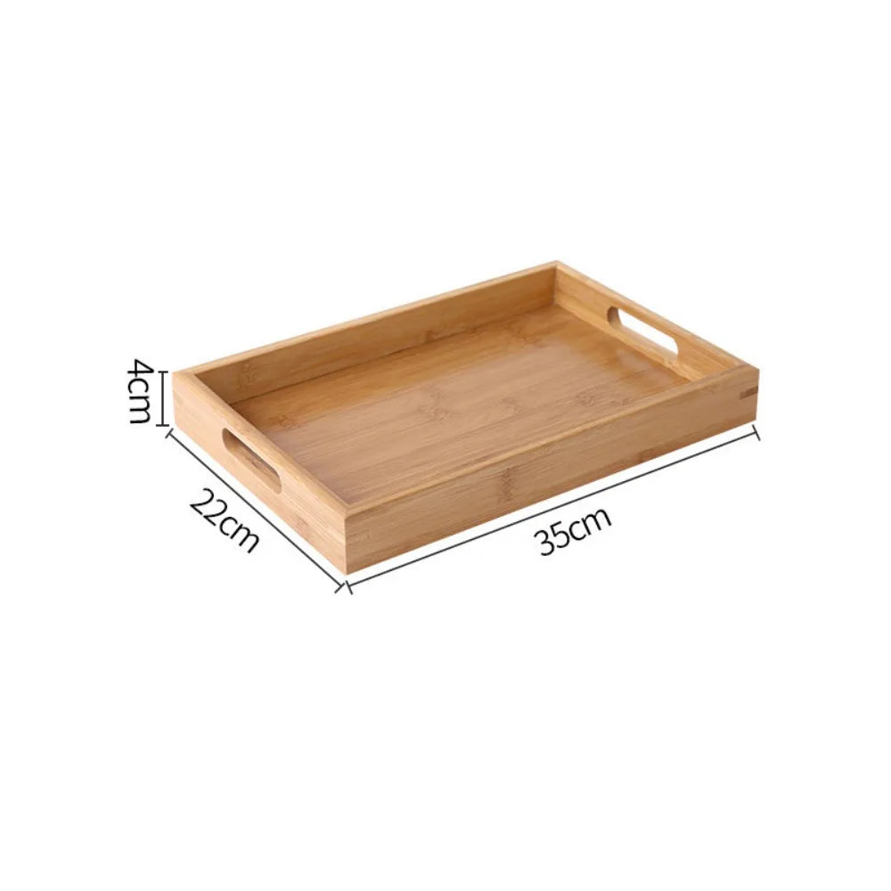 Wooden Rectangular Storage Tray, Serving Plate for Cups, Fruit and Snacks, 6 Sizes