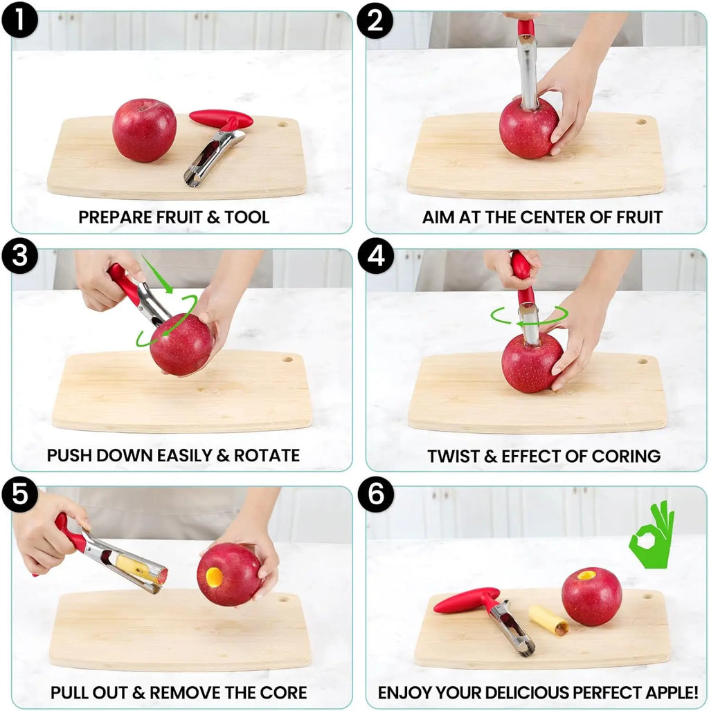 1PC Premium Stainless Steel Kitchen  Apple Corer Tool Ultra Sharp Easy to Use & Clean Durable Fruit Corer Remover