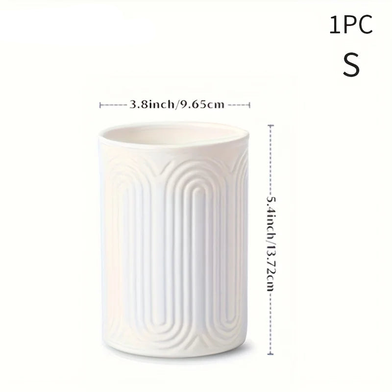 White Ceramic Utensil Holder for Kitchen Worktop
