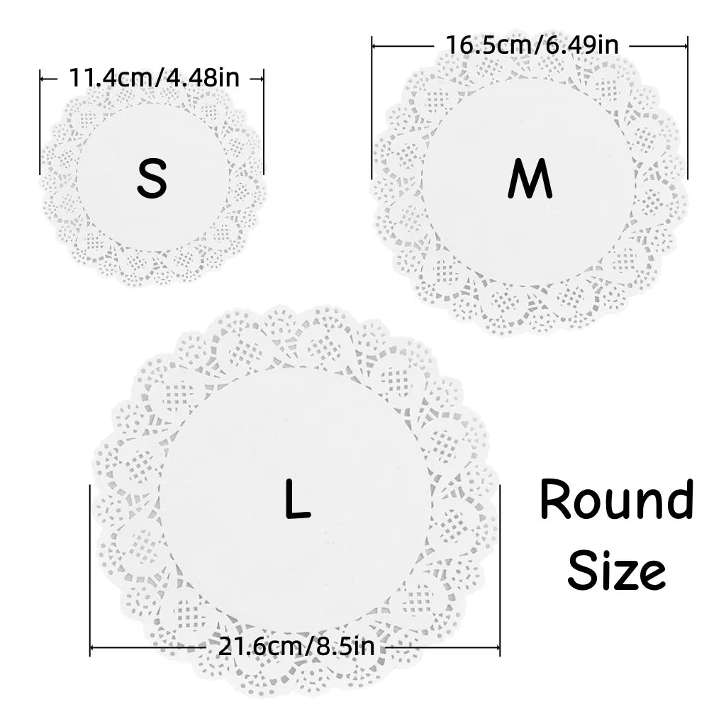 Paper Doilies, Round, Oval or Rectangular, 50 or 100 Pack