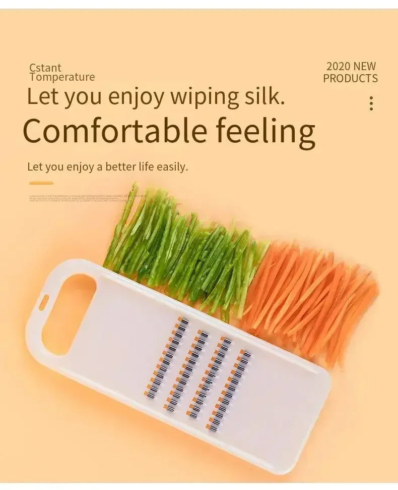 Hand-Held Vegetable Grater and Slicer with Container