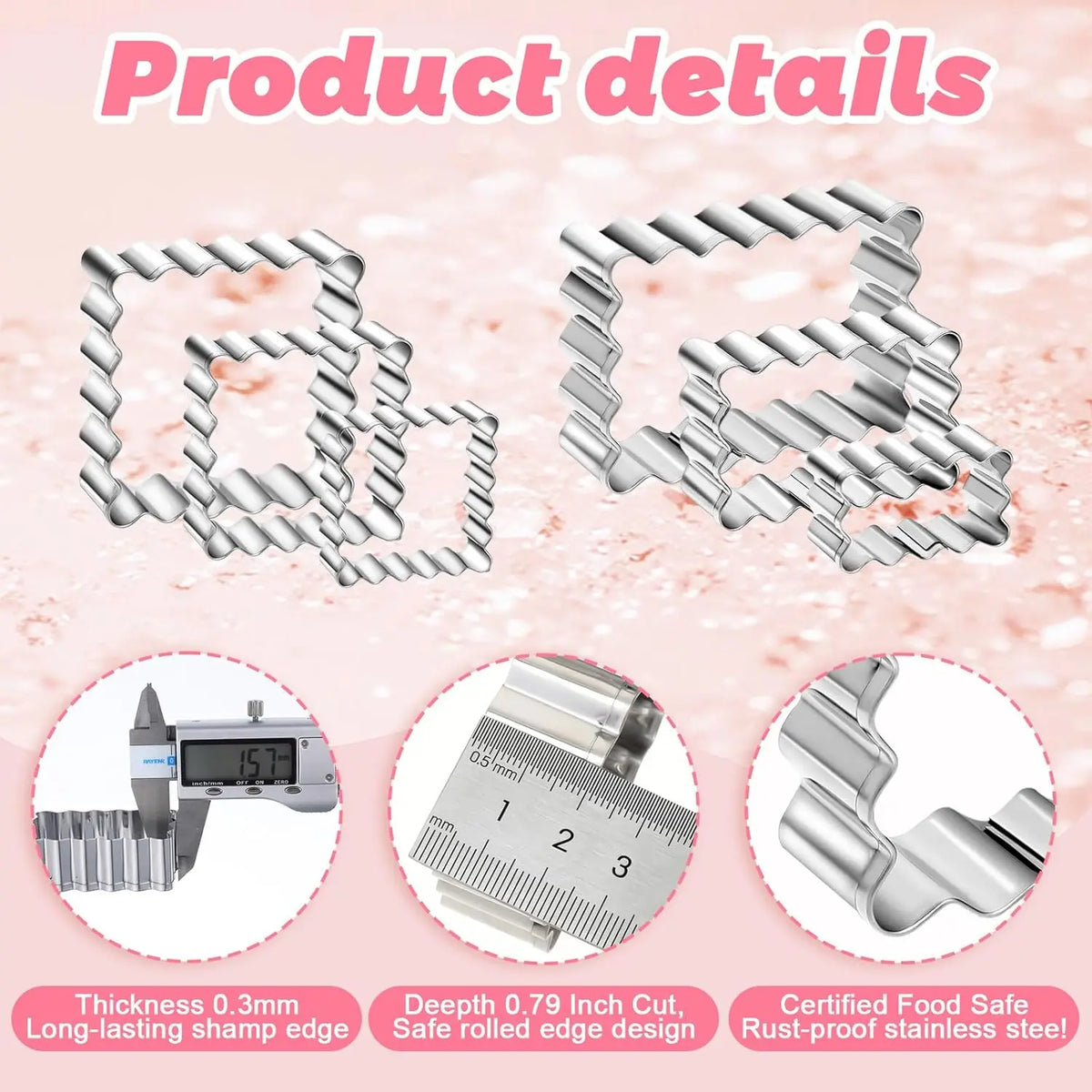 Stainless Steel Cookie Cutter Set, Square and Rectangle