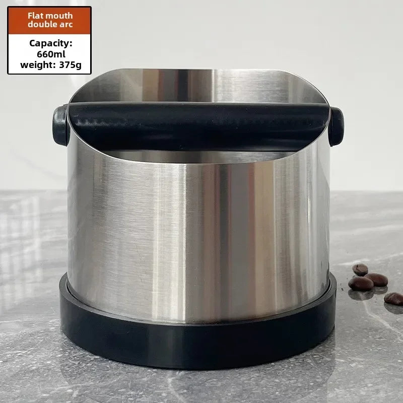 Stainless Steel Coffee Knock Box with Non-Slip Rubber Ring