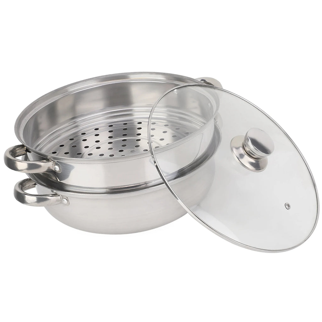 Stainless Steel Cookware 27cm/11in 2-Layer Steamer Pot Cooker Double Boiler Soup Steaming Pot Kitchenware Kitchen Supplies