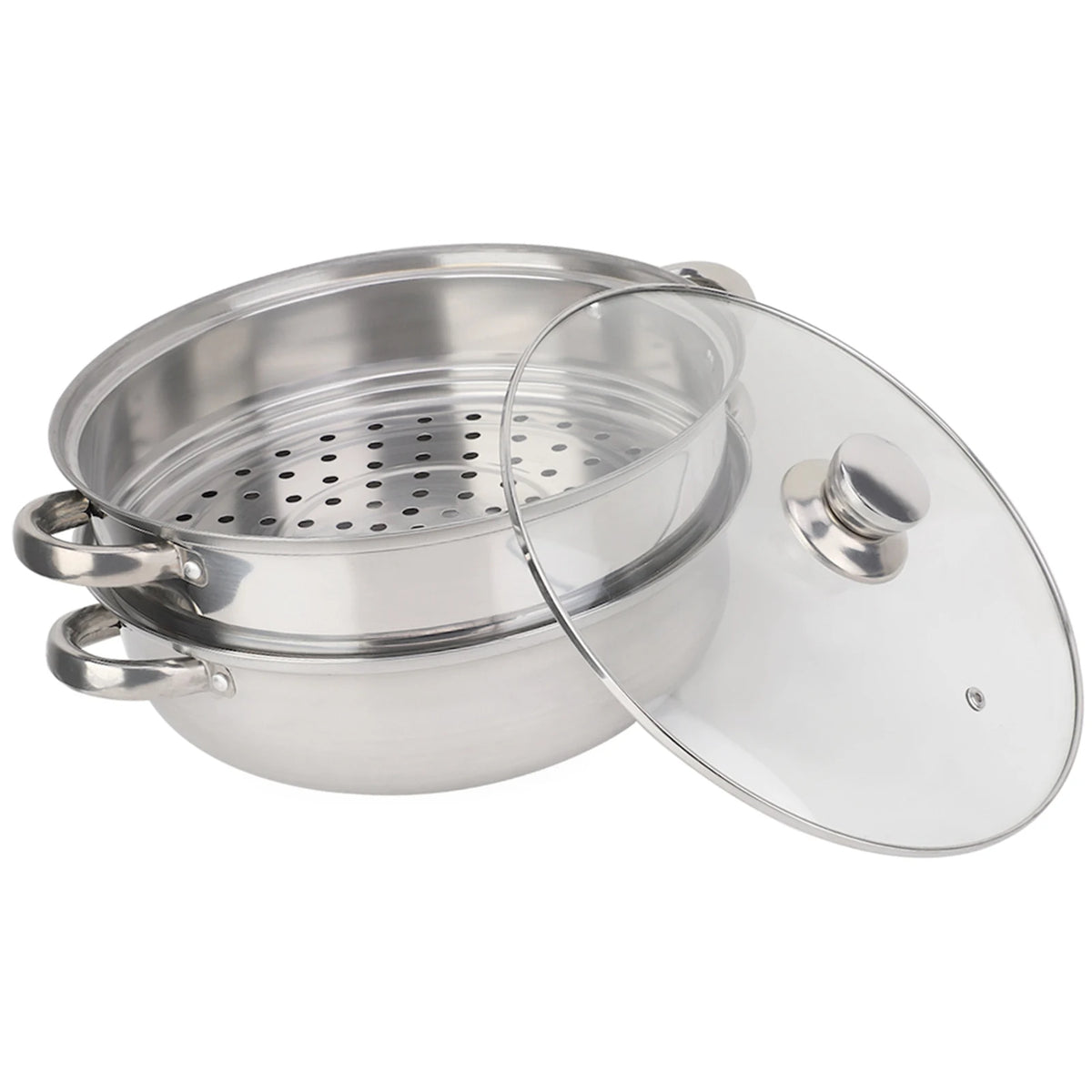 Stainless Steel Cookware 27cm/11in 2-Layer Steamer Pot Cooker Double Boiler Soup Steaming Pot Kitchenware Kitchen Supplies