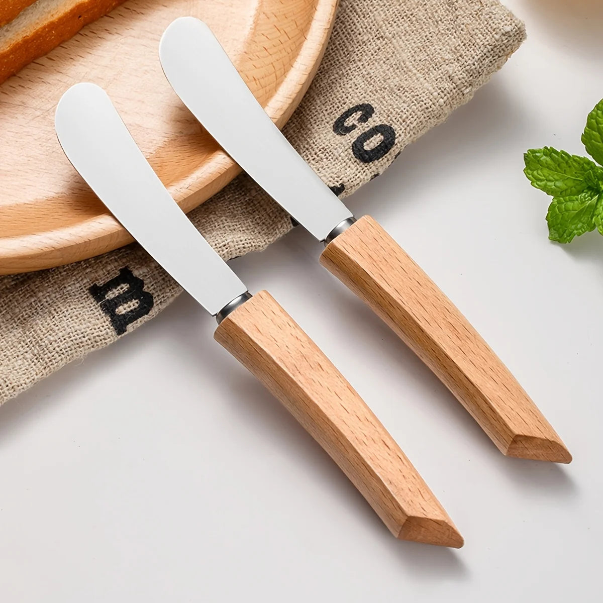 Stainless Steel Butter Knife with Wooden Handle, Bread and Jam Spreader, 1 or 2 Pack