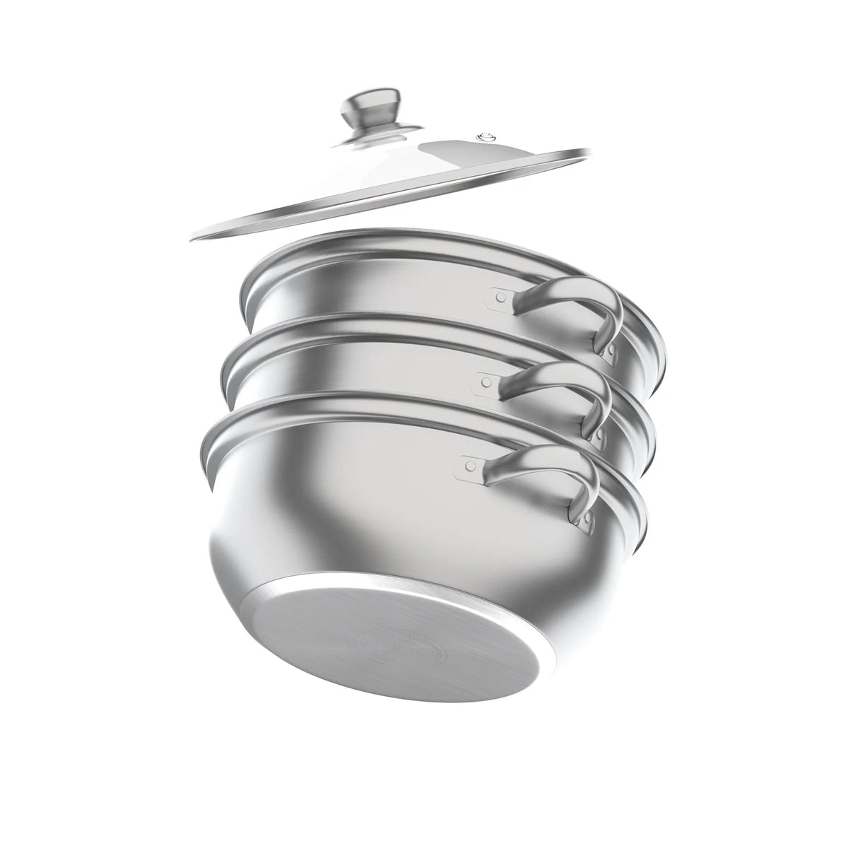 11 Inch 3-Tier Stainless Steel Food Steamer Pot with Lid