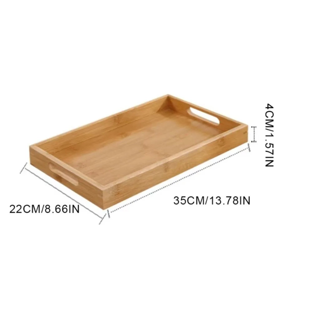 Wooden Rectangular Storage Tray, Serving Plate for Cups, Fruit and Snacks, 6 Sizes