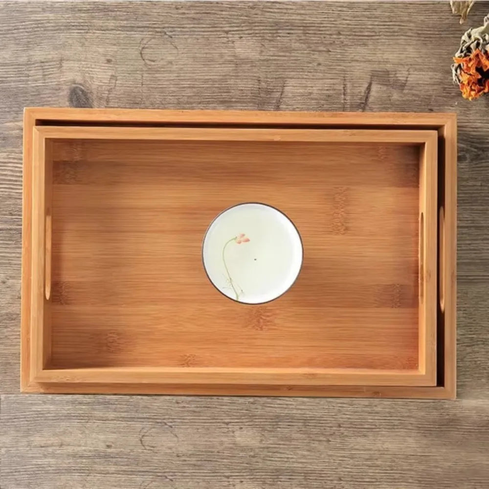 Wooden Rectangular Storage Tray, Serving Plate for Cups, Fruit and Snacks, 6 Sizes