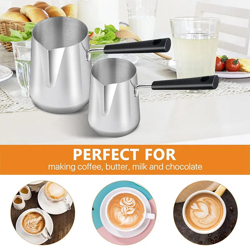 Stainless Steel Turkish Coffee Pot with Long Handle, 350 or 600ml