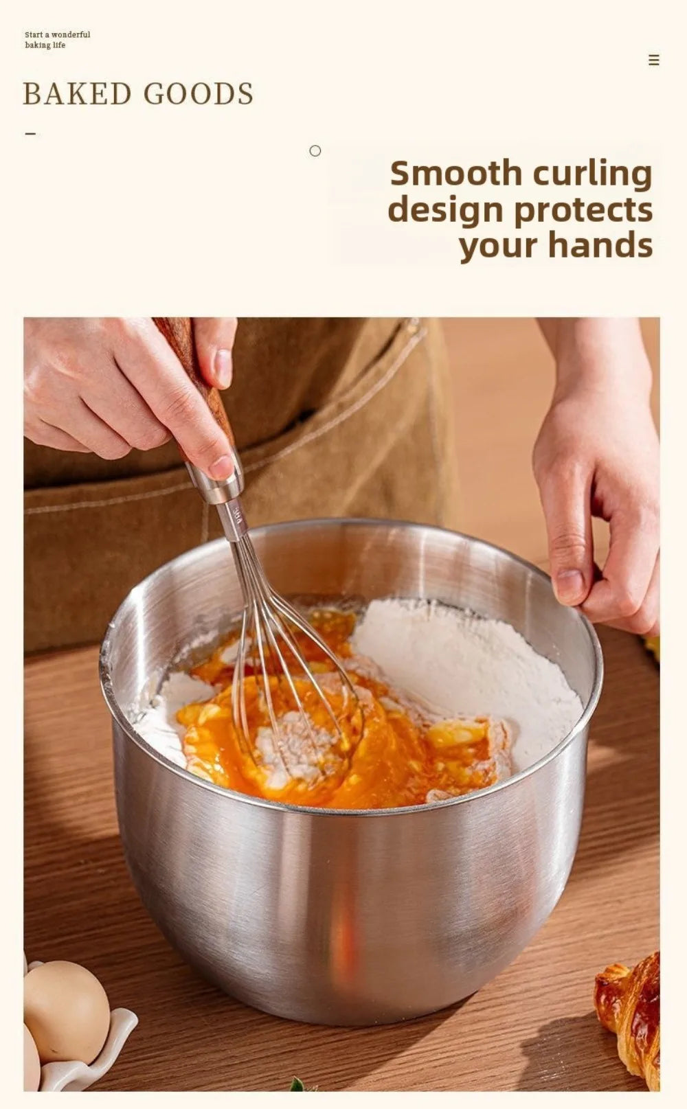 Stainless Steel Mixing Bowl Household Splash Proof Salad Egg Beating Basin Deep Design Bread Cake Fruit Container