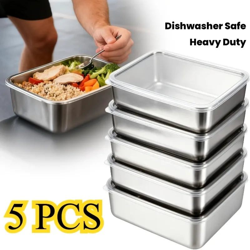 Stainless Steel Food Storage Containers, Set of 5