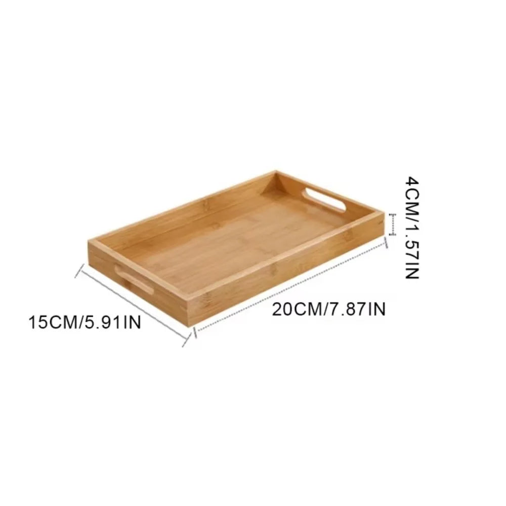Wooden Rectangular Storage Tray, Serving Plate for Cups, Fruit and Snacks, 6 Sizes