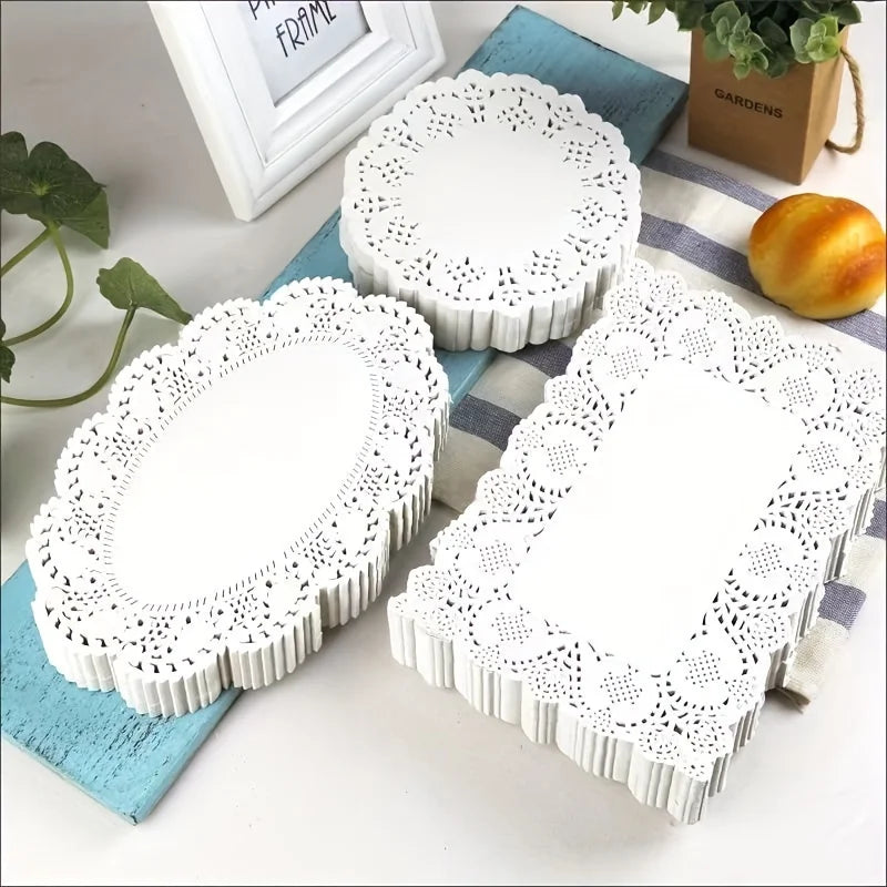 Paper Doilies, Round, Oval or Rectangular, 50 or 100 Pack