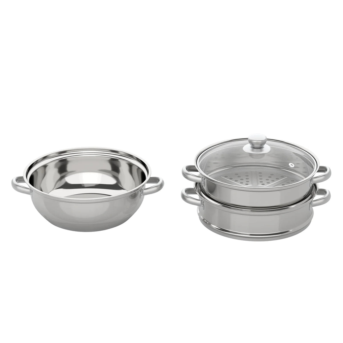 11 Inch 3-Tier Stainless Steel Food Steamer Pot with Lid