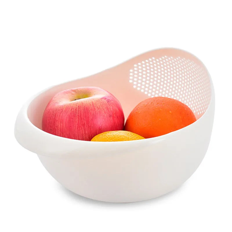 Plastic Rice Sieve Colander with Handles, Kitchen Drain Basket, 4 Colours