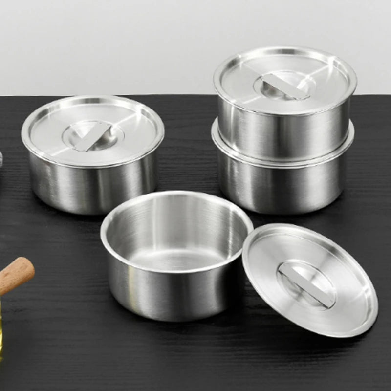 Stainless Steel Steamed Egg Bowl Ramen Rice Fruit Salad Stew Bowls With Lids Soup Cup Food Container Kitchen Tableware Supplies