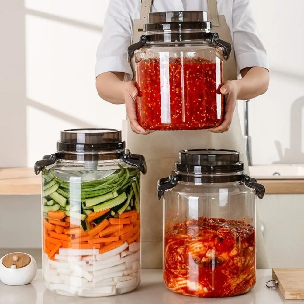 Large Capacity Pickle Jars With Lids Food Grade Sealed Airtight Storage Pitcher Leak-Proof With Handle Hermetic Food Box