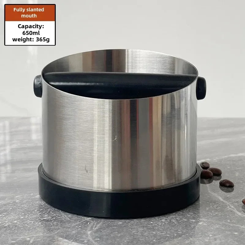Stainless Steel Coffee Knock Box with Non-Slip Rubber Ring