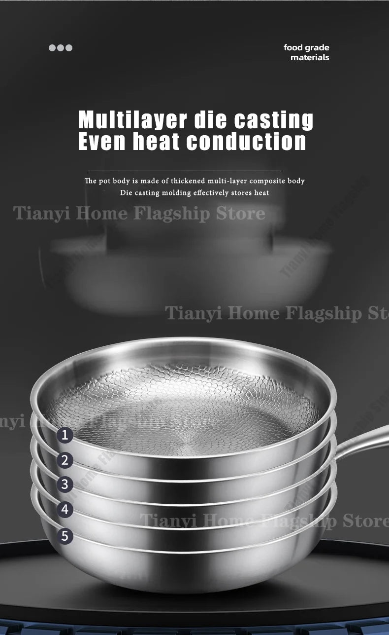 Titanium-Coated Stainless Steel Frying Pan, 22 to 30cm, Gas and Induction