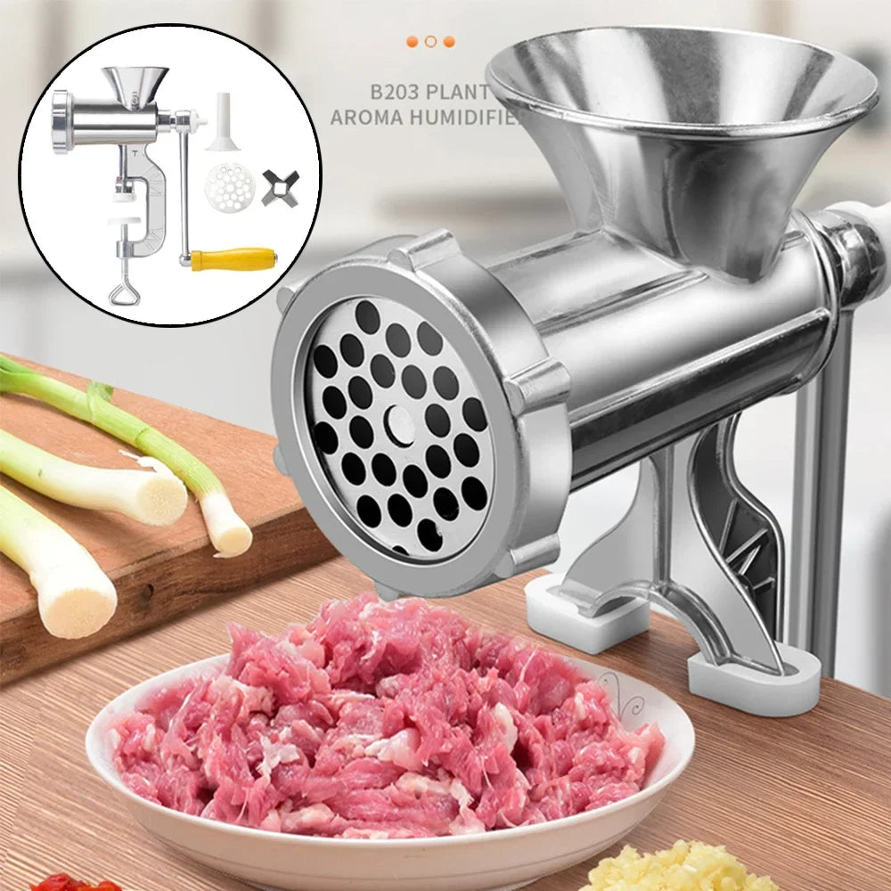 Manual Meat Grinder, Hand Crank Mincer and Sausage Stuffer with Table Clamp