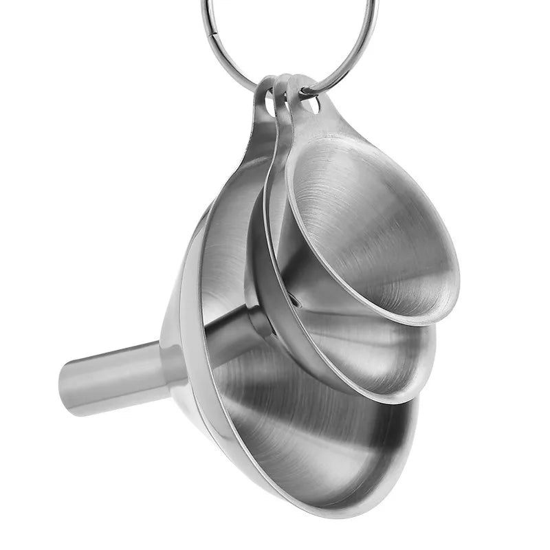 Stainless Steel Kitchen Funnel Set with Cleaning Brush