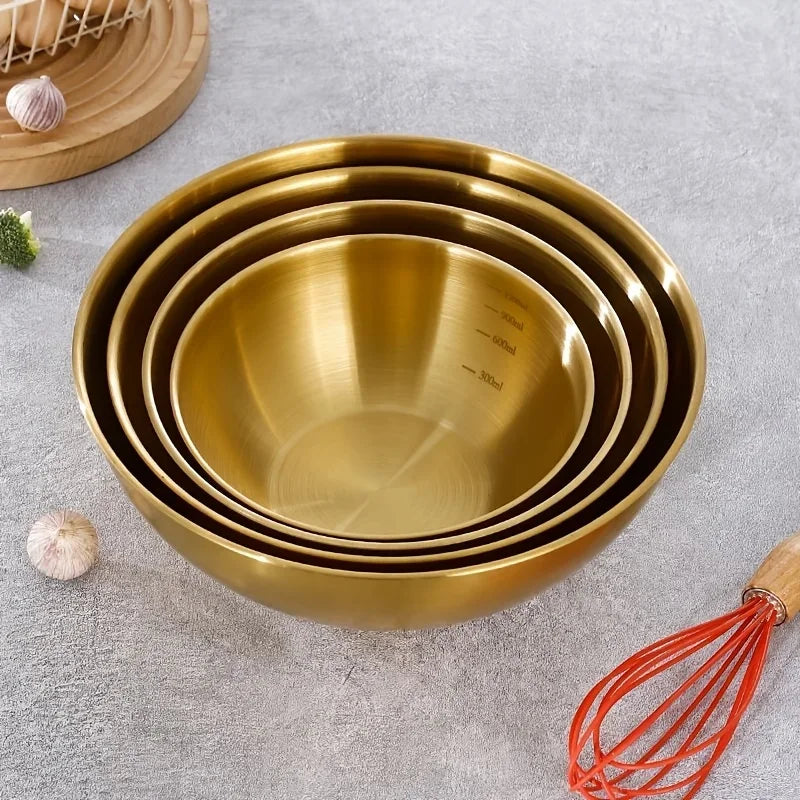 Stainless Steel Mixing Bowl Set of 3, Silver or Gold