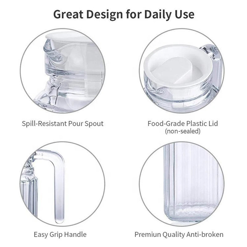 1.1 L Transparent Plastic Water Jug with Lid, for Juice, Tea, Milk and Parties