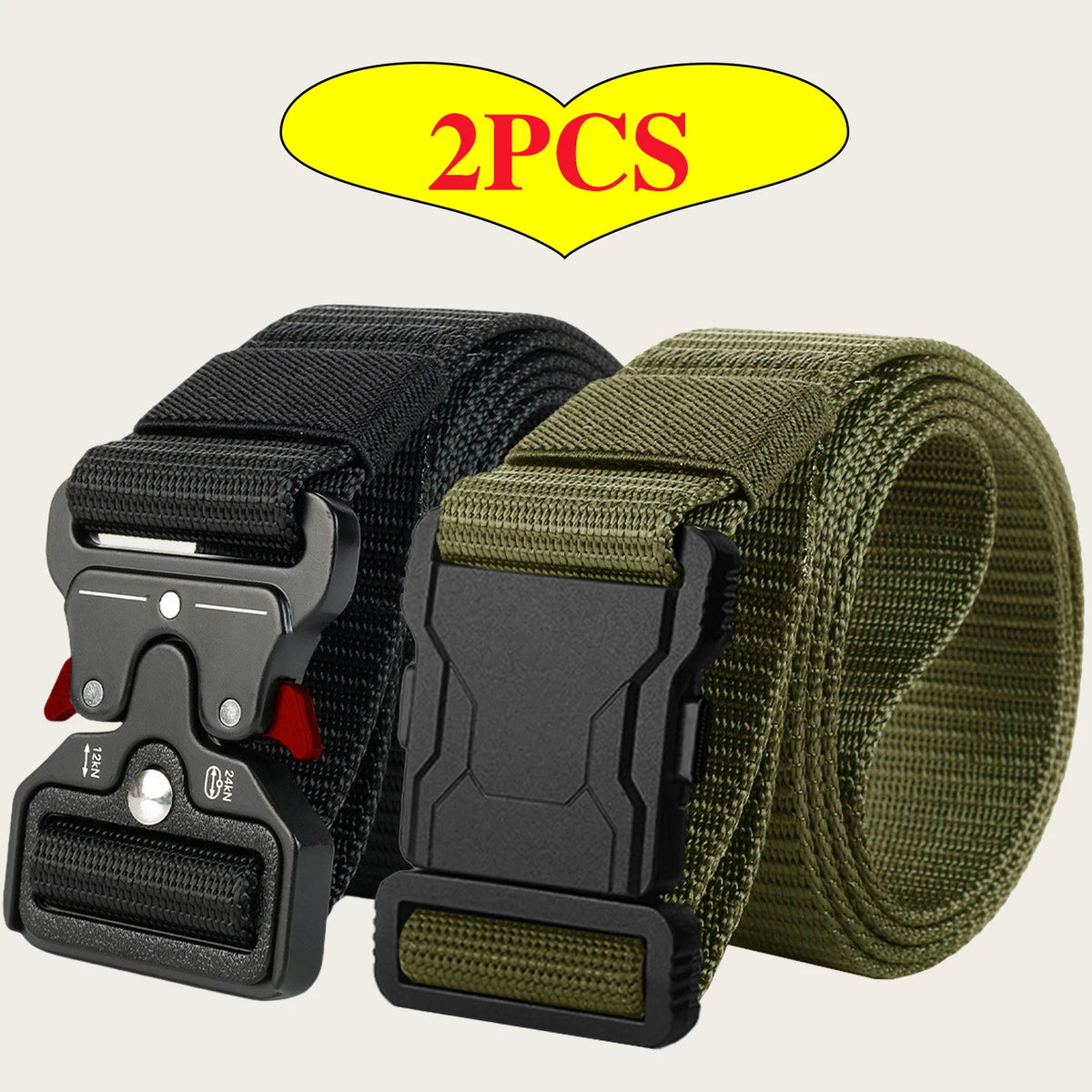 Nylon Web Belt with Quick-Release Buckle, 2 Pack
