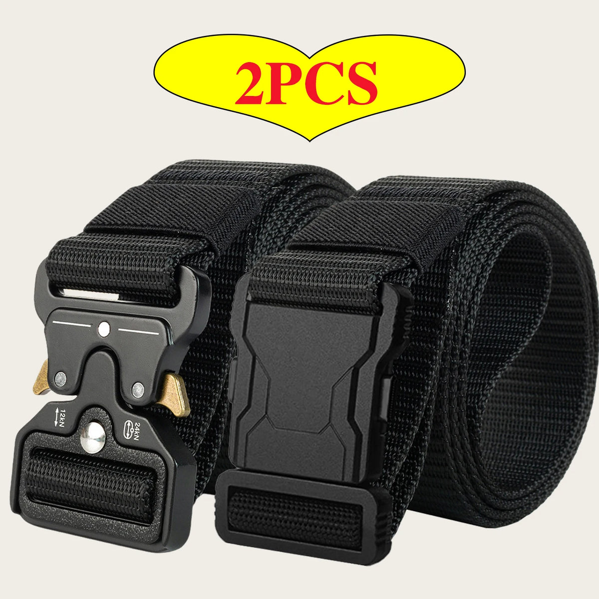 Nylon Web Belt with Quick-Release Buckle, 2 Pack