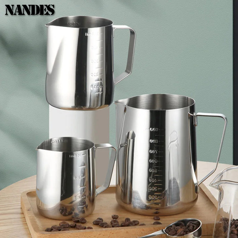 Stainless Steel Milk Frothing Jug, 100ml to 600ml