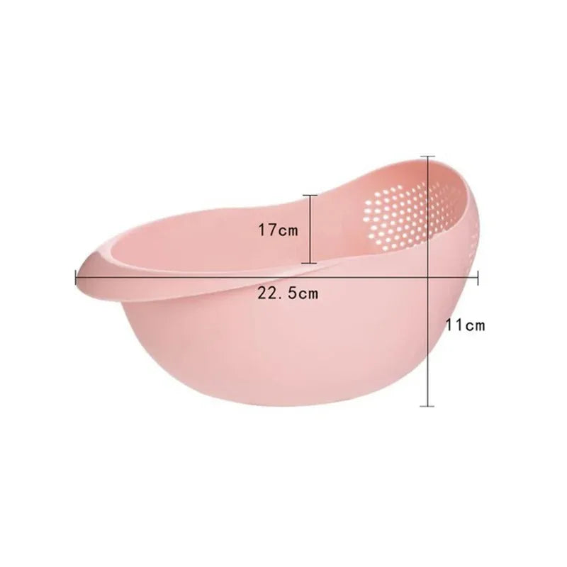 Plastic Rice Sieve Colander with Handles, Kitchen Drain Basket, 4 Colours