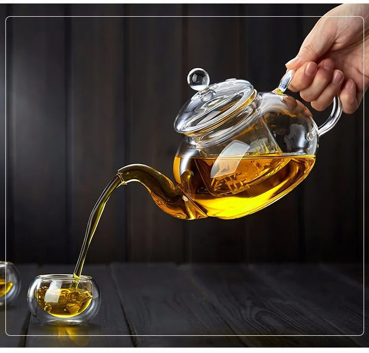 400ml/1000ml Heat-resistant Glass Tea Pot Flower Kettle Kung Fu Teawear Set Tea Strainer Infuser Puer Oolong Barley Pot Teaware
