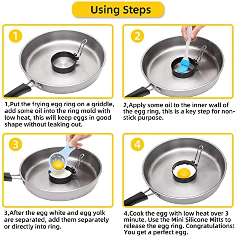 Stainless Steel Non-Stick Egg Rings, Set of 2