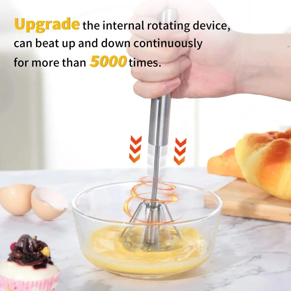 Semi-Automatic Stainless Steel Hand Whisk, Push Action