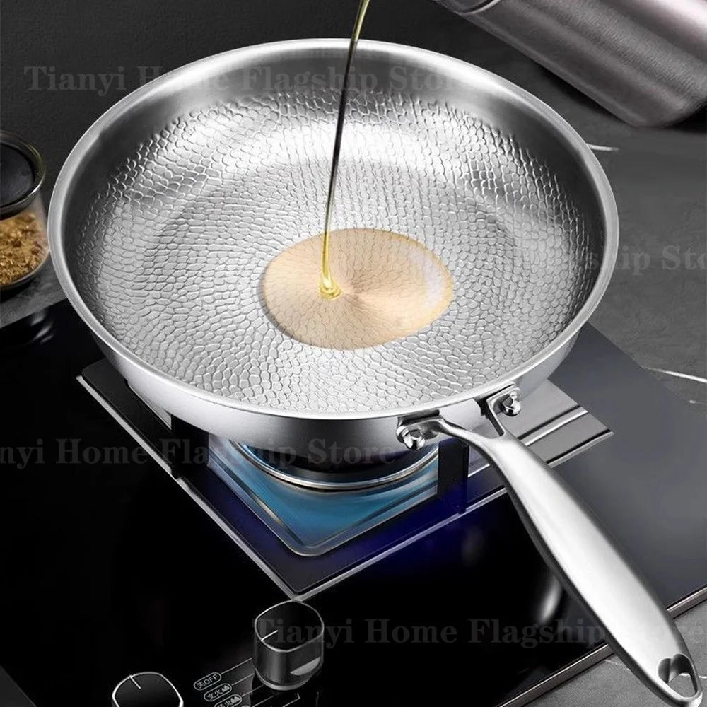 Titanium-Coated Stainless Steel Frying Pan, 22 to 30cm, Gas and Induction