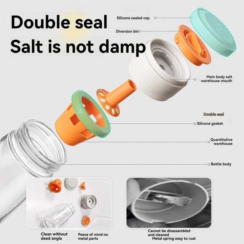 Salt Dispenser No Need Press Salt Tank Glass Sugar Bottle Shaker Canister Kitchen Seasoning Box Moisture-proof Salt Container