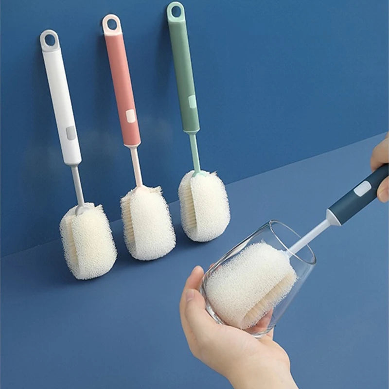 Removable Long Handle Soft Sponge Brush Kitchen Washing Cleaning Tool For Coffee Drink Wineglass Bottle Glass Cup Brush