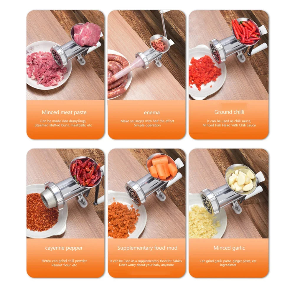 Manual Meat Grinder, Hand Crank Mincer and Sausage Stuffer with Table Clamp