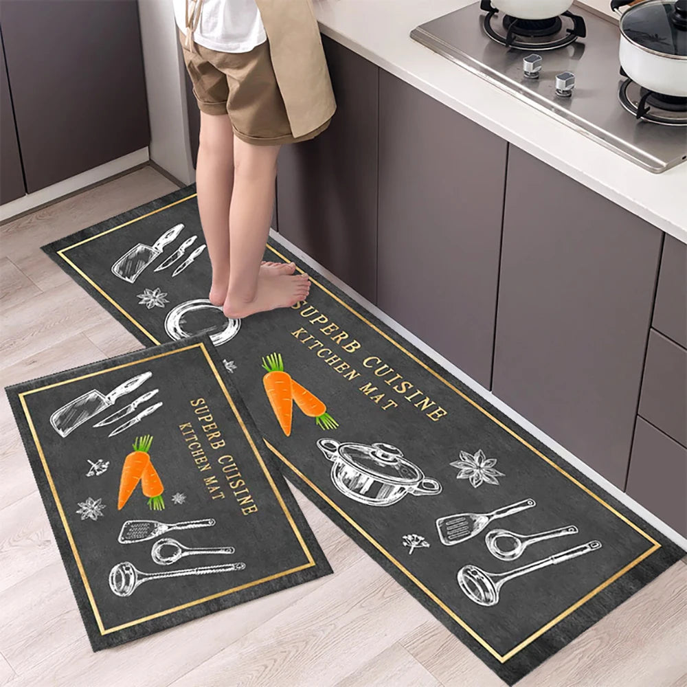 Soft Washable Kitchen Floor Mat and Runner, Anti-Slip, 40 to 160cm
