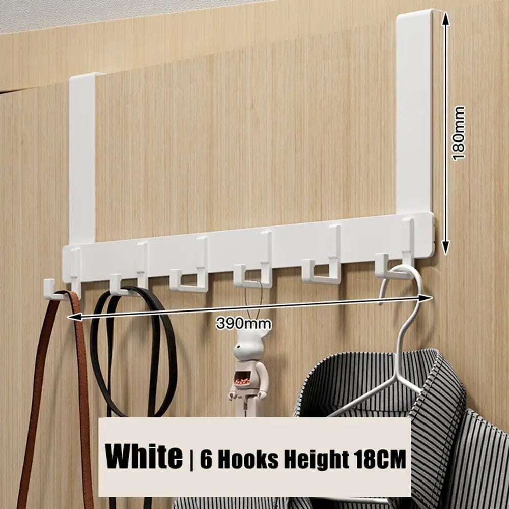 Over-the-Door Hook Rack, 6 Hooks for Coats, Hats and Towels