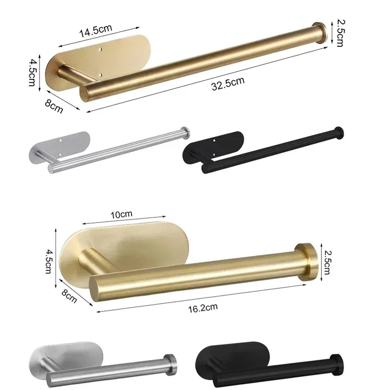 Adhesive Stainless Steel Kitchen Roll and Toilet Paper Holder