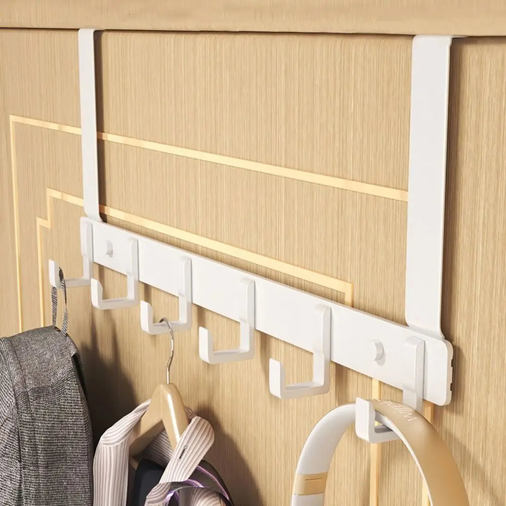 Over-the-Door Hook Rack, 6 Hooks for Coats, Hats and Towels