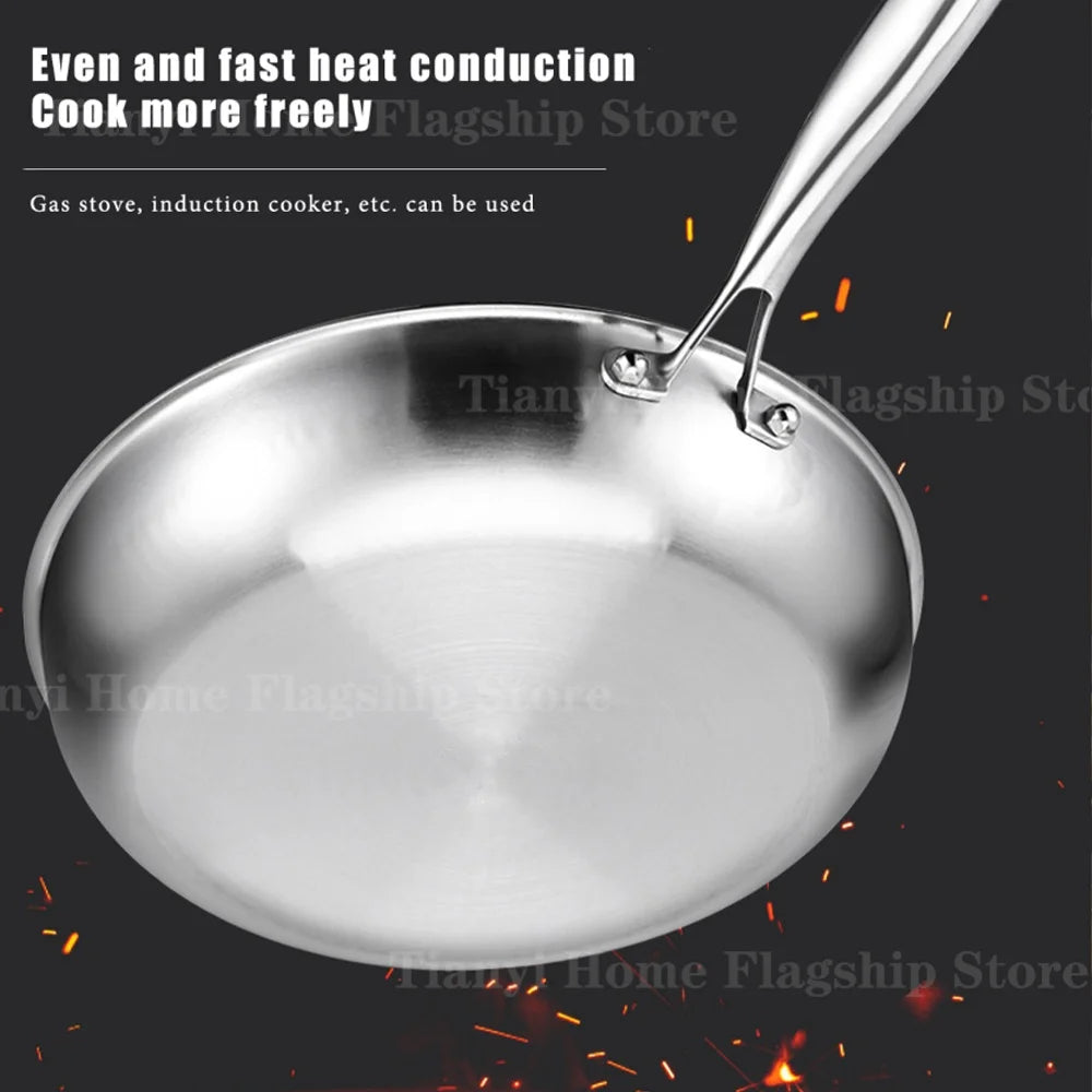 Titanium-Coated Stainless Steel Frying Pan, 22 to 30cm, Gas and Induction