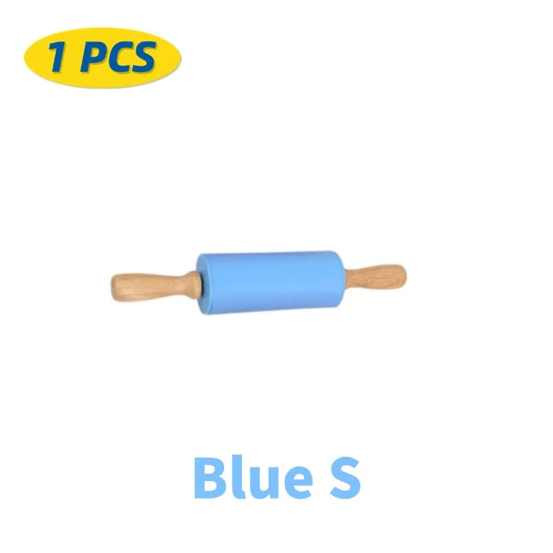 Silicone Rolling Pin with Wooden Handle, Non-Stick, 1 or 4 Pack
